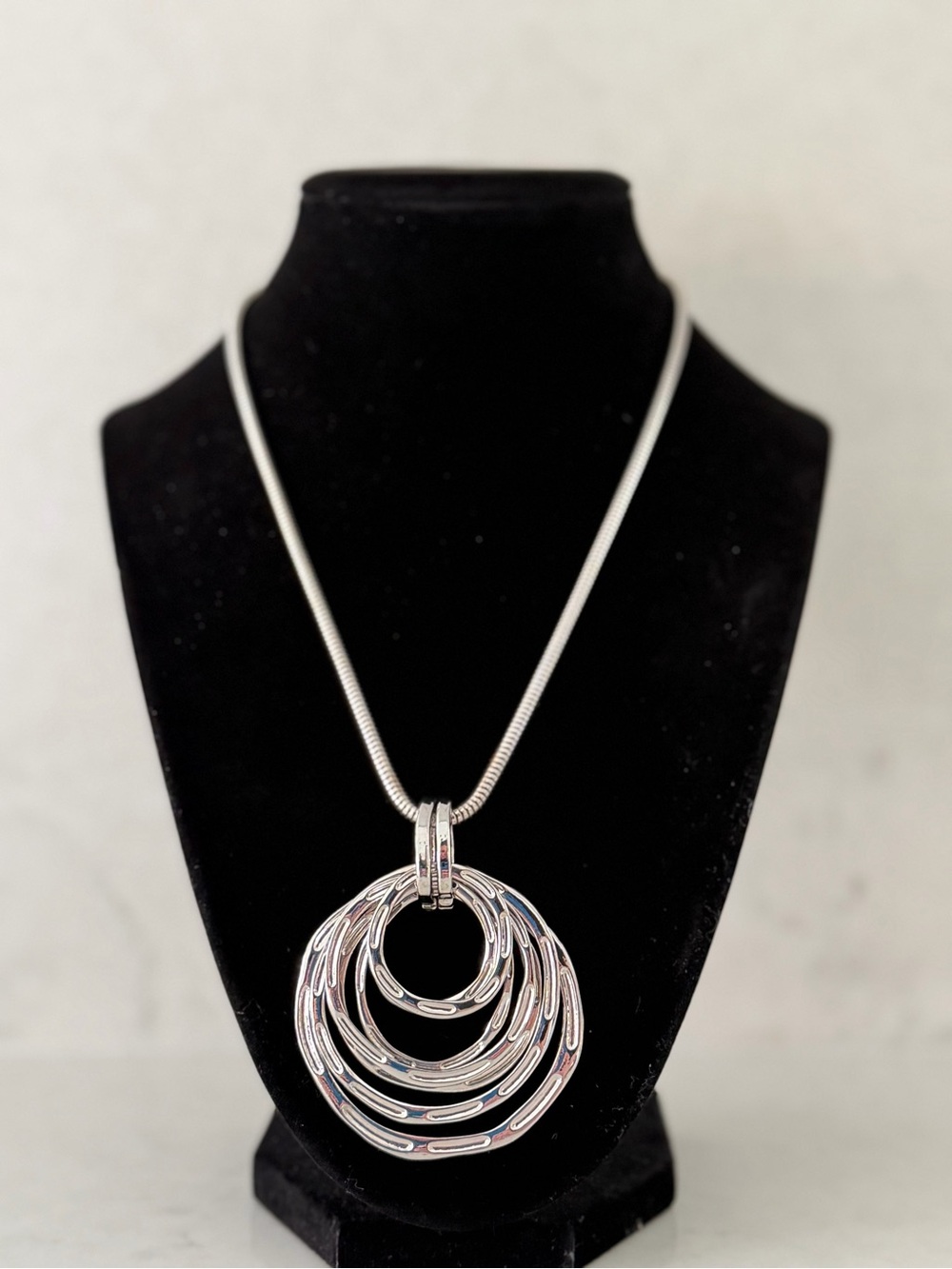 Vintage Silver Multi-Ring Necklace - Women's Jewelry